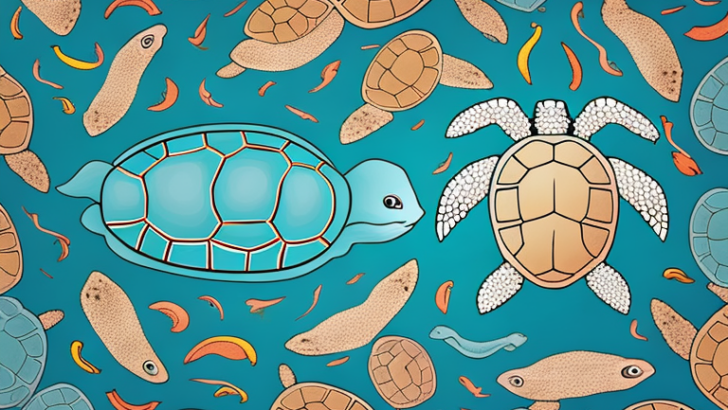A turtle surrounded by a variety of colors
